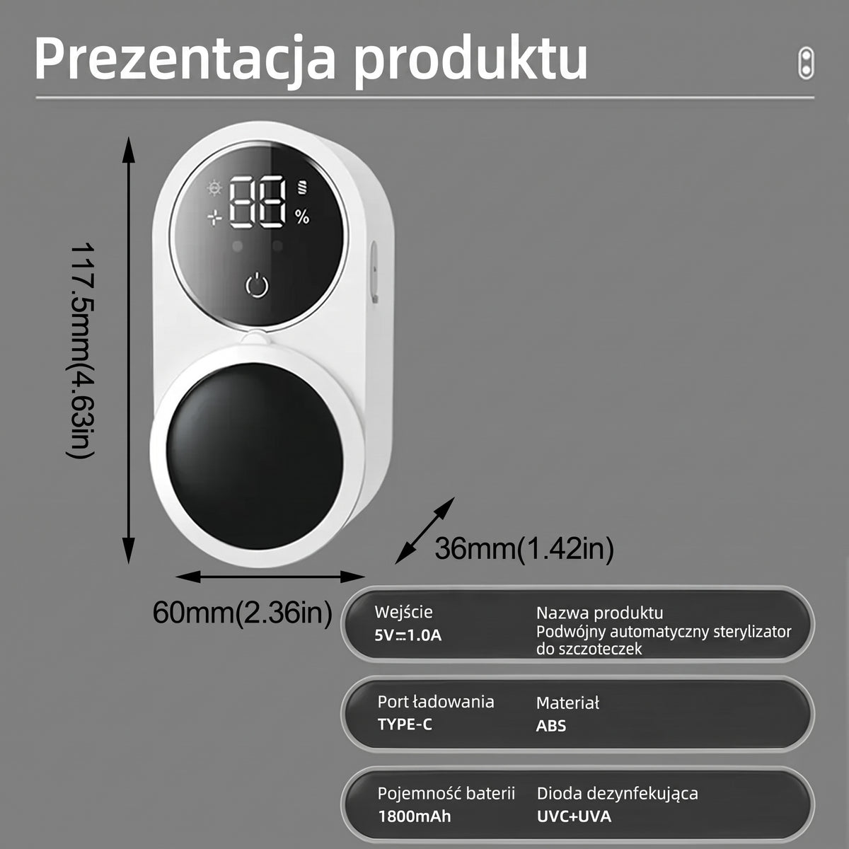 Dentidock™ – Ścienny Uchwyt na Szczoteczki do Zębów z Czujnikiem Podczerwieni i Cyfrowym Wyświetlaczem